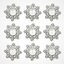 30Pcs Rhinestone Pearl Button Accessories Jewelry Decoration Embellishment Alloy - £12.67 GBP