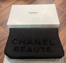 Chanel Beaute Pouch Novelty 20cm×33cm×5cm Makeup Case Clutch Back Black - £105.01 GBP