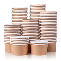 Paper Ice Cream Cups - 100-Count 5.5-Oz Disposable Dessert Bowls For Hot Or Cold - £28.30 GBP