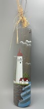 Hand Painted Wooden Lighthouse Coastal Wall Decor Seagulls Beach Scene N... - $9.47
