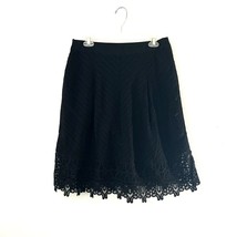TALBOTS Eyelet Lace Cotton Pleated Skirt Women&#39;s Size 8 Lined Flare Black - £11.76 GBP