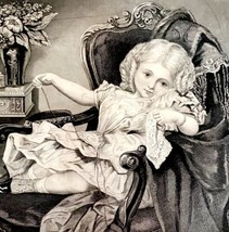 Little Girl Mischief Maker Steel Engraving 1859 Victorian Cute Child Art DWY5E - £55.94 GBP