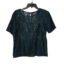 Ann Taylor Lace Top Blouse Size Small Green SS Womens Nylon Polyester Co... - £11.61 GBP