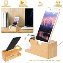 Bamboo Multi-device Organizer Phone &amp; Watch Stand Holder Charging Station Dock - £18.24 GBP