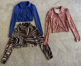 Shein Long Sleeve Crop Top Blouses Collared Sz Small XS - $333.61 MXN