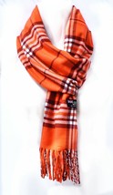 Plaid - Orange White - Winter Unisex 100% Cashmere Scarves Wool Scarf - £13.08 GBP