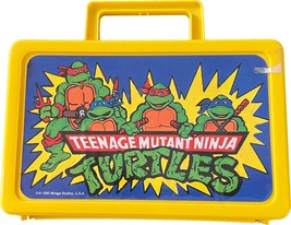 Vintage 1990 Teenage Mutant Ninja Turtles Yellow Pencil School Lunch Box - £11.96 GBP