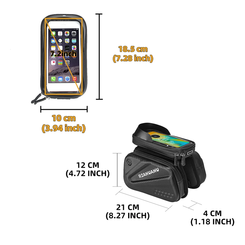 7 Inch Phone Bike Front Frame Bag Touch Screen Waterproof Hard  Bicycle Top  Sto - $114.00