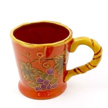 Coffee Mug Cup Floral Grape Vine Design Ceramic 16 oz - £9.68 GBP