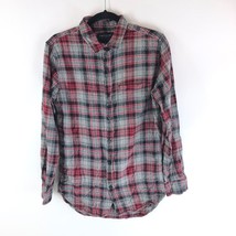 PacSun Mens 100% Cotton Button Down Plaid Pocket Flannel Shirt Red Gray S - £11.41 GBP