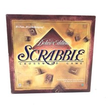 Scrabble Deluxe Edition Board Game MB 1999 Complete Tiles Roating Board  - $44.99