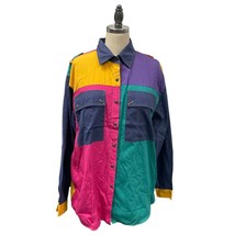 Vintage Styles to Go Color Block Shirt Blouse Womens Size 14 - £14.63 GBP