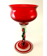 Polish Twisted Art Hand Blown Glass Spiral Christmas Candle Candy Stripe... - $48.00
