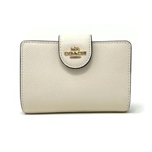 Coach Medium Corner Zip Wallet in Chalk White Leather Style 6390 New Wit... - $196.02