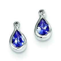 Sterling Silver Tanzanite &amp; Diamond Earrings Jewerly - £63.54 GBP