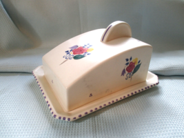Large Floral Poole  Pottery Cheese Or Butter dish - $31.40