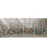 Set of 4 Decorative Stone Embellished Rocks Lowball Cocktail Glasses Libbey - £19.95 GBP