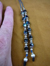 #E-284) Black white glass bead Eyeglass leash holder chain necklace eyeg... - $27.10