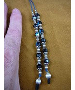 #E-284) Black white glass bead Eyeglass leash holder chain necklace eyeg... - €23,22 EUR