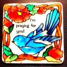 Gorgeous stained glass like vintage bluebird floral magnet - £22.16 GBP