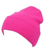 Hot Pink Winter Beanie Ski Hat Winter Plain Knit Hat Skully Skull Unisex - £13.12 GBP