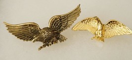 Vintage Costume Jewelry Gold Tone Metal Lot 2 Eagle Bird Patriotic Brooch Pins - £19.87 GBP