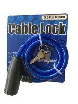 New 3Ft X 10Mm Bike Bicycle Security Anti-Theft Steel Cable Lock W/2 Key... - $31.99