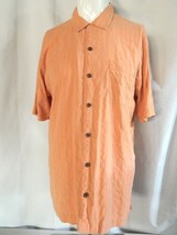 Tommy Bahama L 100% Silk Peach Mens Hawaiian Button Front Shirt Large - £22.95 GBP