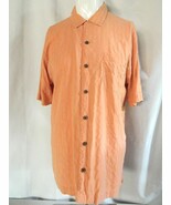 TOMMY BAHAMA L 100% SILK PEACH MENS HAWAIIAN BUTTON FRONT SHIRT Large - $40.60 CAD