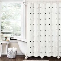 Lush Decor Boho Circle Tufted Yarn Dyed Eco-Friendly Recycled Cotton Shower Curt - $65.99