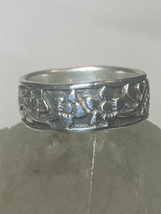 Floral ring size 7.50  flowers band sterling silver women girl - £30.79 GBP