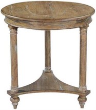 Lamp Table Glenbrook Beachwood Solid Wood Distressed Round Three Column Legs - £804.69 GBP
