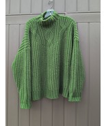 Aerie Women Size XL Green Mock Neck Cable Knit Oversized Wool Pullover S... - $27.08 CAD