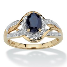 PalmBeach Jewelry 10k Gold Sapphire and Genuine Diamond Accent Crossover Ring - £275.41 GBP