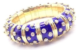Tiffany &amp; Co Schlumberger Dots 18k Yellow Gold Diamond Enamel Bangle Bracelet - £62,259.51 GBP
