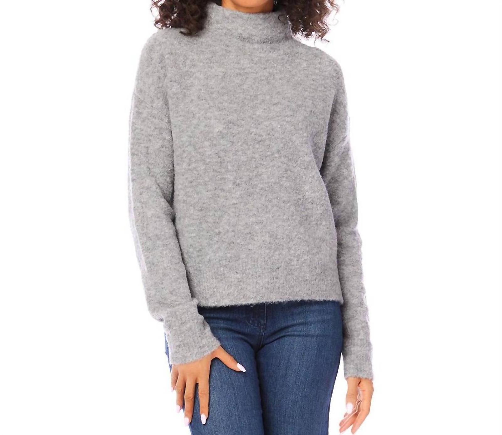 Karen Kane Mock Neck Boucle Sweater Gray - $91.00