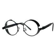 Lateral Cubierta Gafas Lentes Transparentes Steampunk Moda Pequeño Redondo Marco - £8.72 GBP