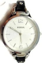 Fossil Stainless S WR 50m Glo Hands Black Leather Date New Batt Runs Woman Watch - £23.79 GBP