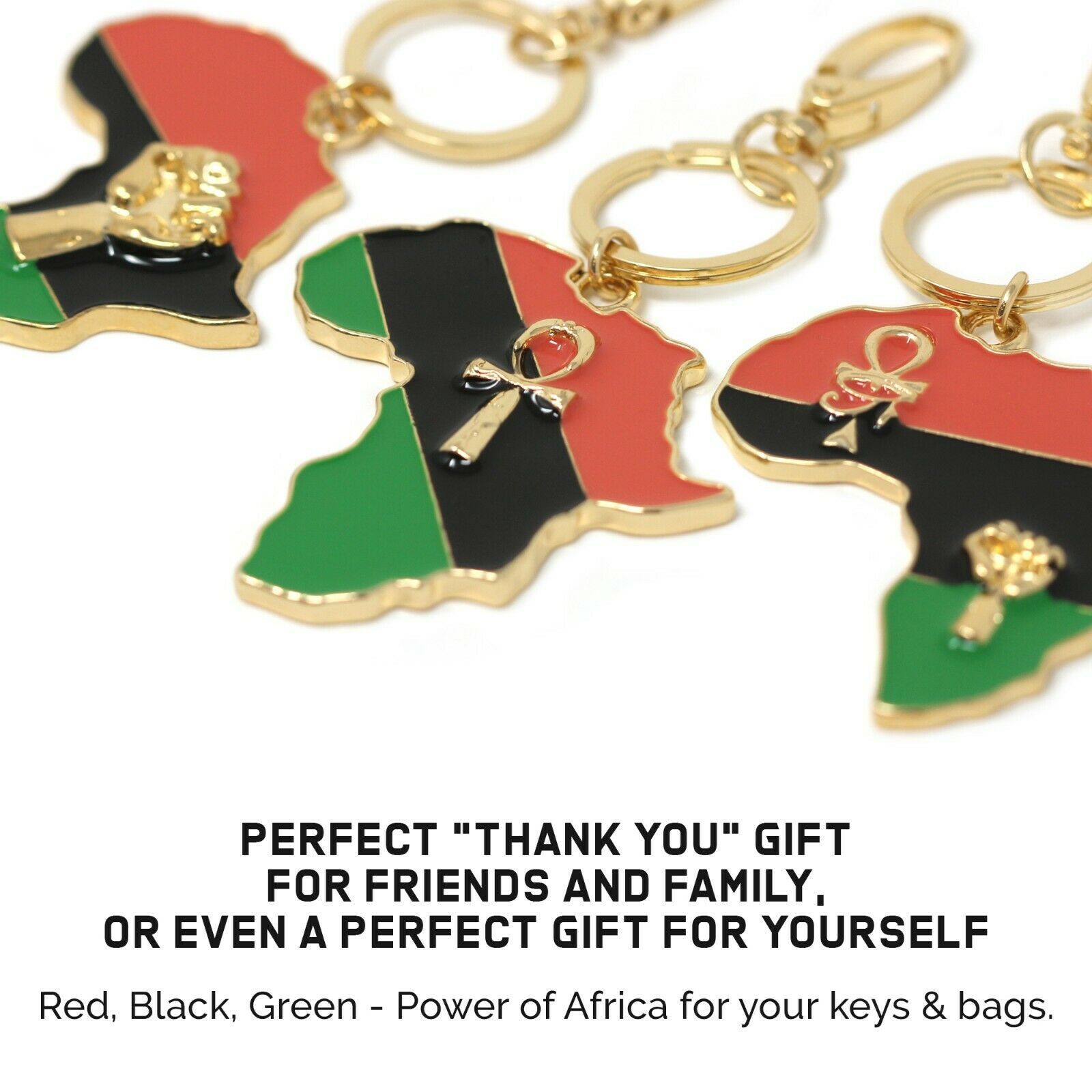 Large Pan African Colored Africa Map Keychain with African &amp; Egyptian Sy... - $9.99