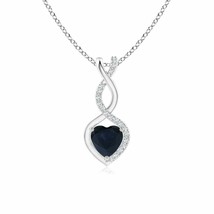 Authenticity Guarantee 
ANGARA 5MM Sapphire &amp; Diamonds Infinity Heart Pendant... - £396.04 GBP