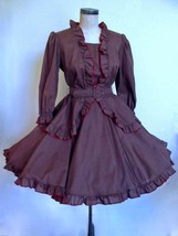Vintage Rockabilly Square Dance Dress S Peplum Belt Full Circle Brown Or... - £71.93 GBP