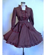 Vintage Rockabilly Square Dance Dress S Peplum Belt Full Circle Brown Or... - $89.99