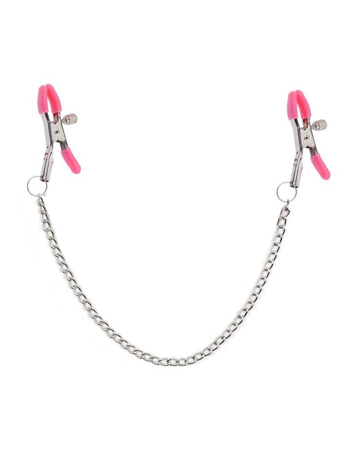 Nipple Clamps Pink with Chain Clip Clamp BDSM Bondage Metal Sex Toys for... - $18.55