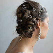 Bridal Rhinestone Flower Hair Pins 5pcs, Wedding Hair Piece,Bridesmaid H... - £11.00 GBP