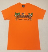 Thrasher Magazine T Shirt Hawaiian Tiki Mens Size Small Orange Skater Skateboard - £7.04 GBP