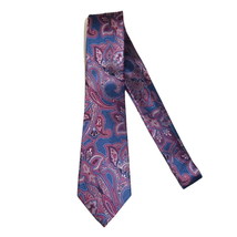 Men's 100% Silk Necktie By Bruno Piattelli Paisley Floral Fancy BP19 Pink Blue image 2