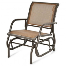 Outdoor Single Swing Glider Rocking Chair with Armrest-Brown - £109.18 GBP