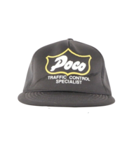 Vtg 80s Streetwear Poco Traffic Control Specialist Roped Foam Snapback Hat Black - £13.97 GBP