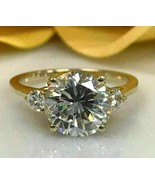 3ct Round Cut Solitaire MOISSANITE Ring Engagement 14k Yellow Gold plated - $1,196.54 MXN