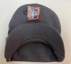 Charcoal Gray Visor Beanie Bill Cuff Knit Cap Hat Ski Skull Winter Unisex - £5.40 GBP